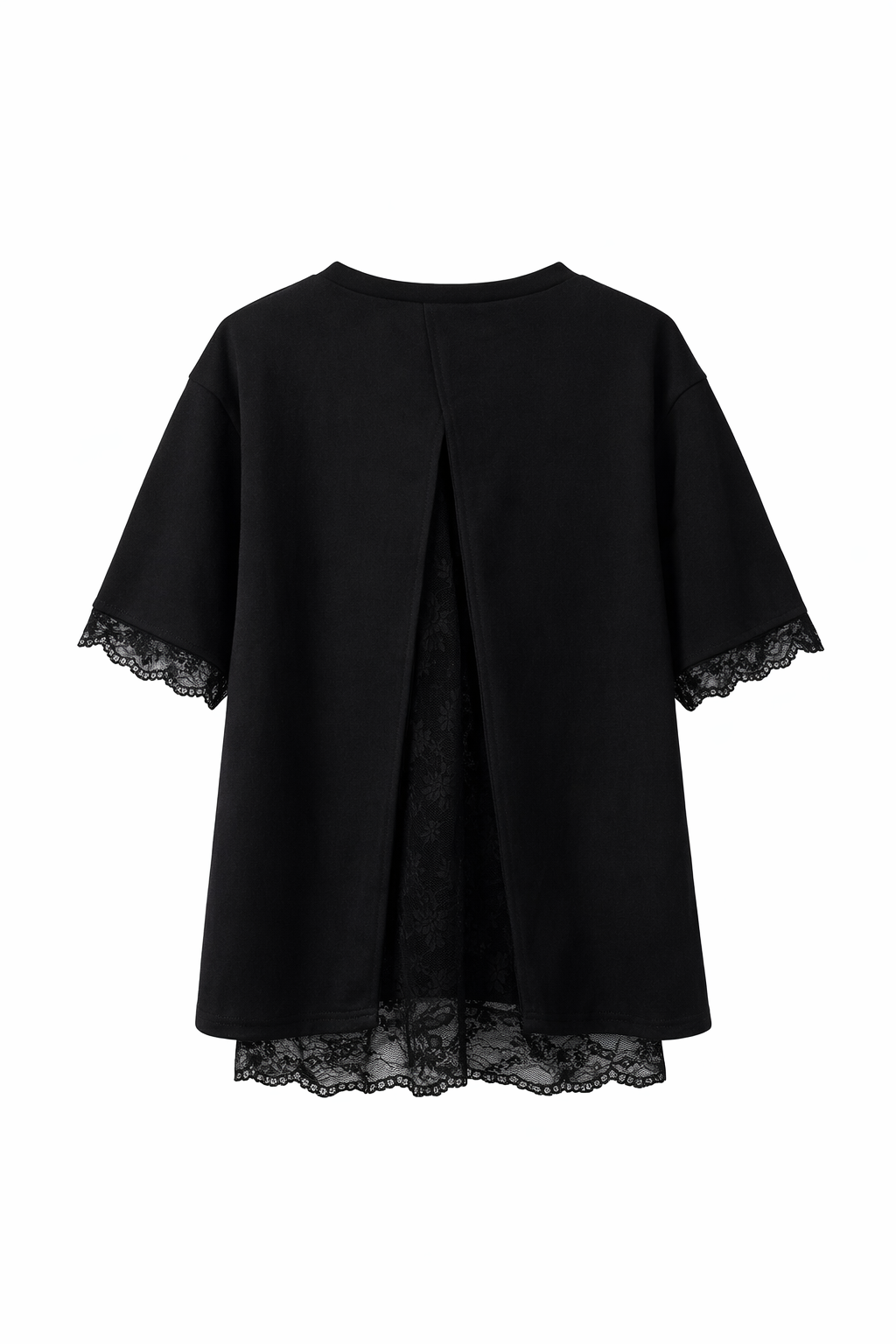 Shirt mit Spitzenbesatz