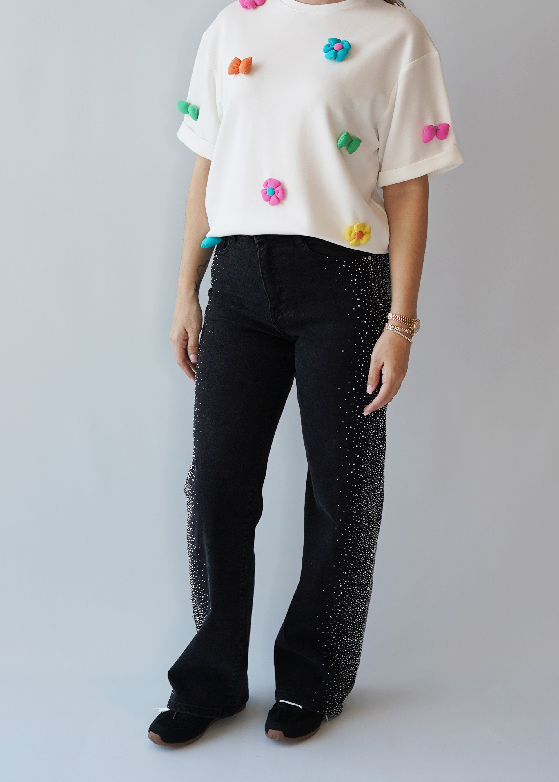 Glitzer Hose Schwarz Seitlich