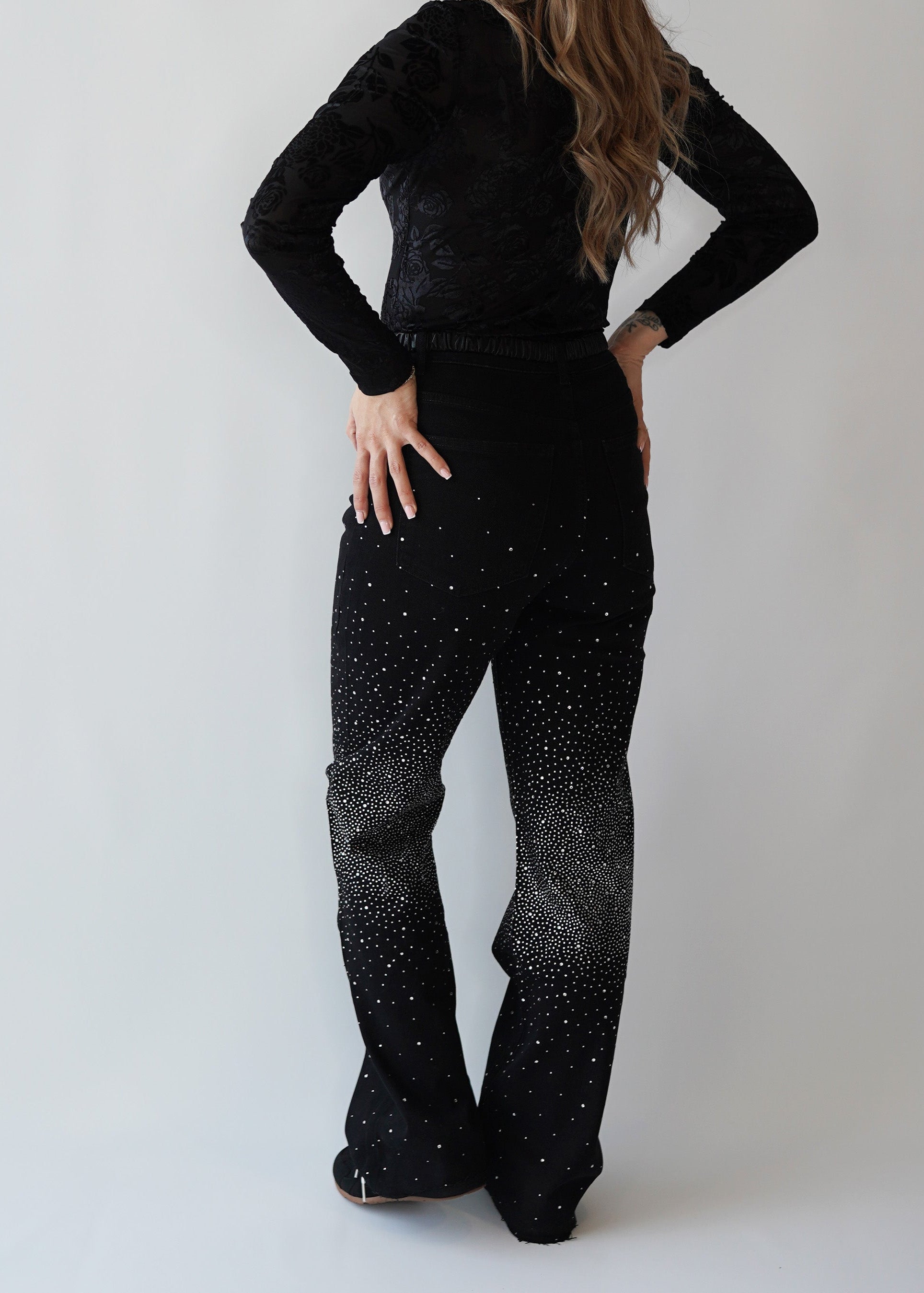 Glitzer Jeans Schwarz1