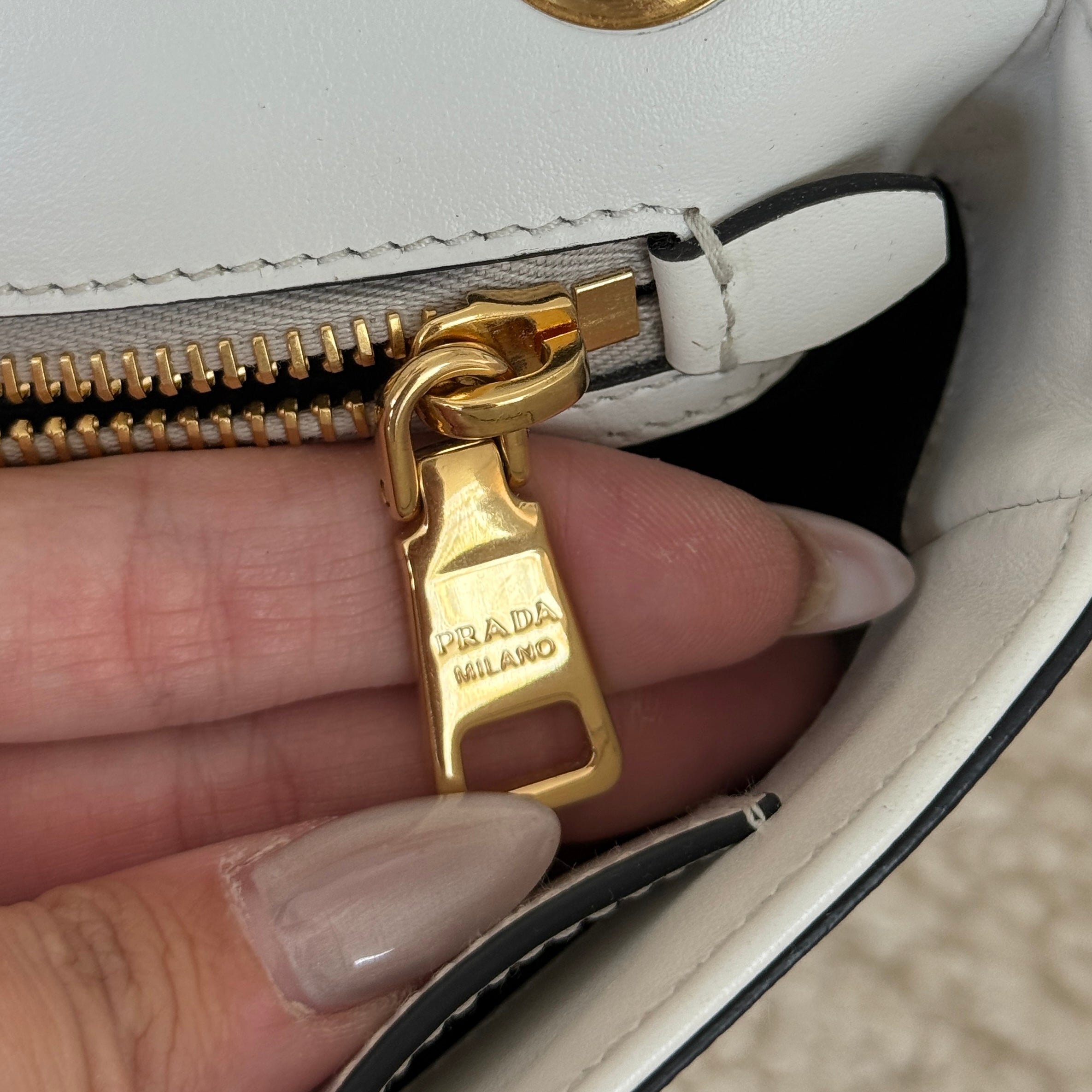 Prada White Saffiano Pattina Crossbody Bag