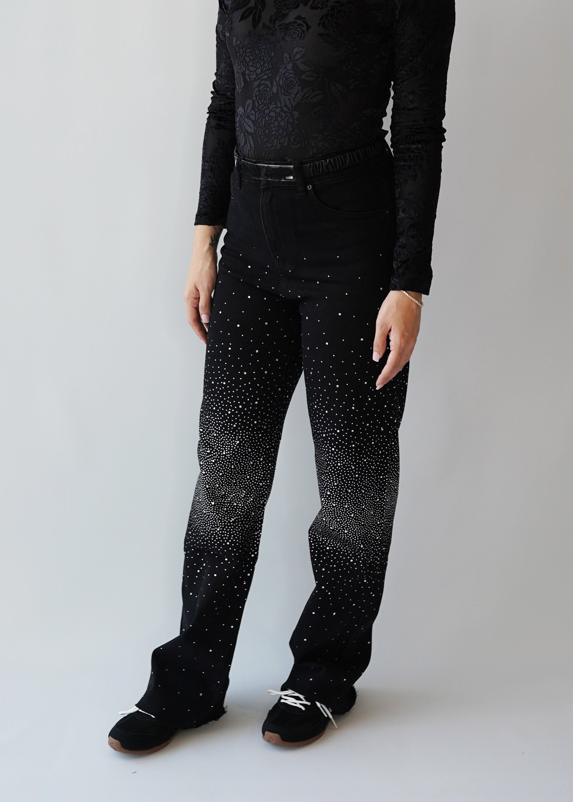 Glitzer Jeans Schwarz1