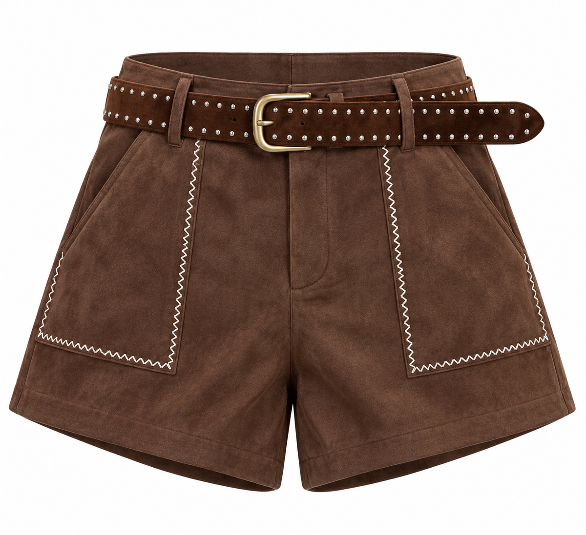Kurze Samt Hose mit Gürtel