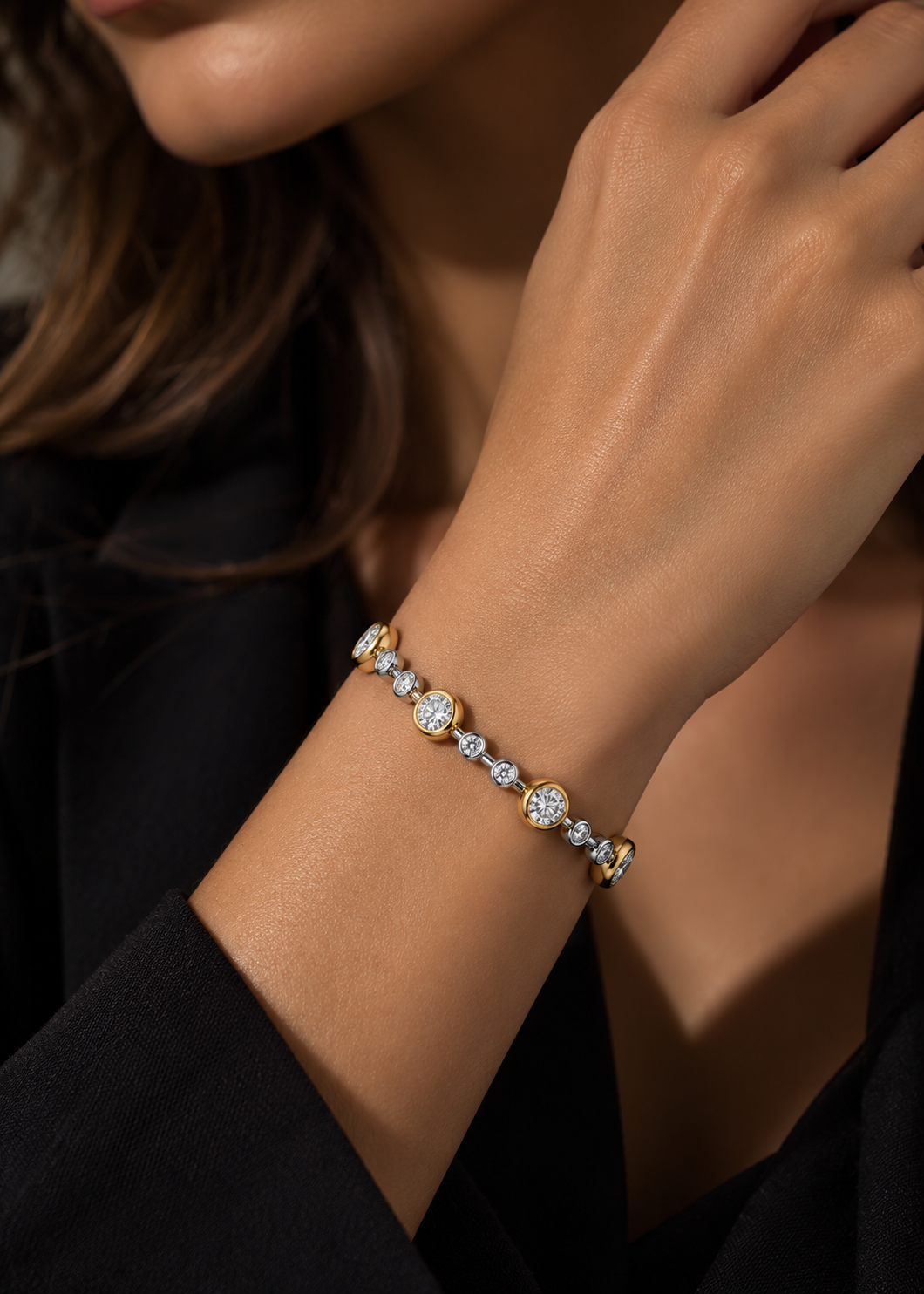 Lab. Diamonds Black Bracelet