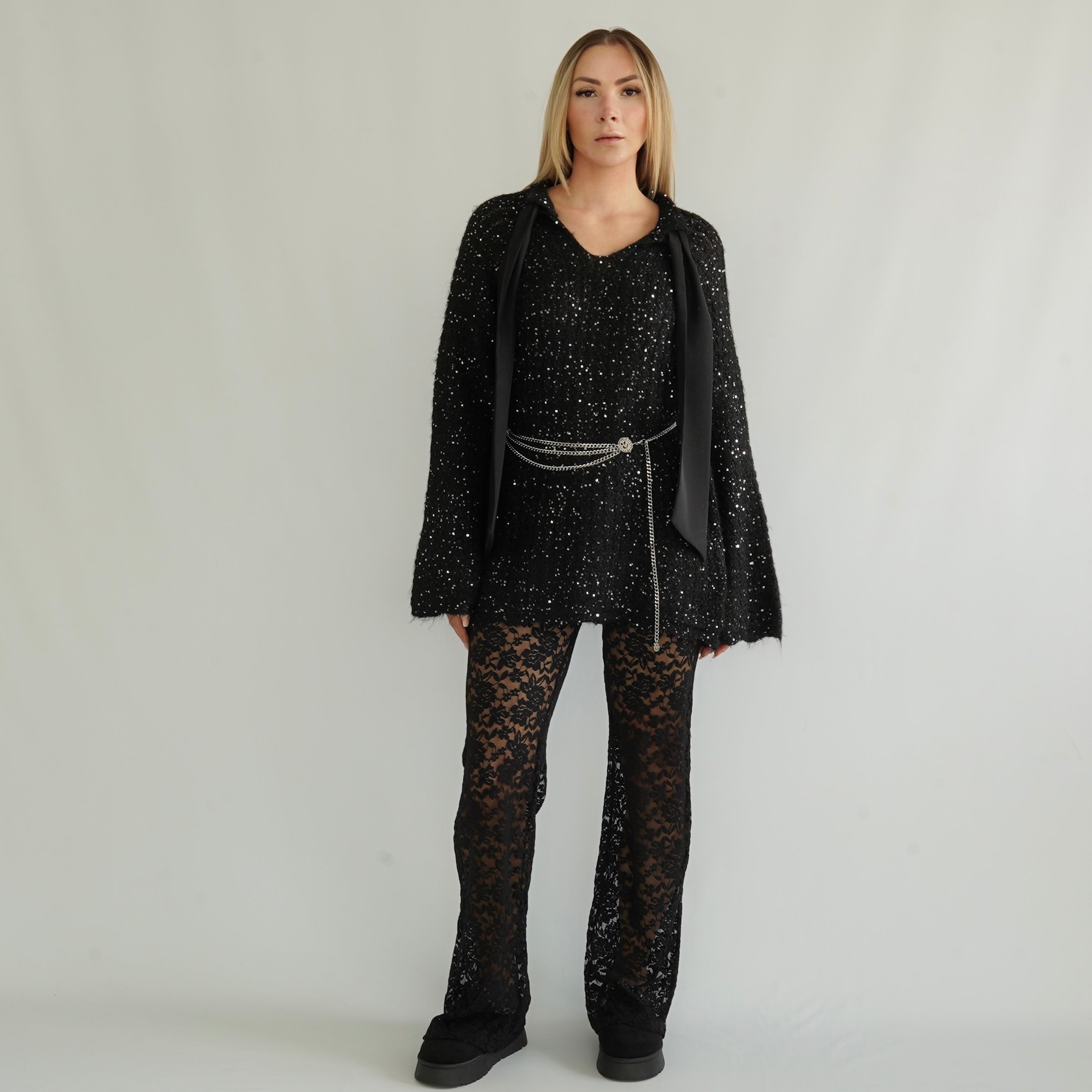 Glitzer Strick Pullover (Ribbon)