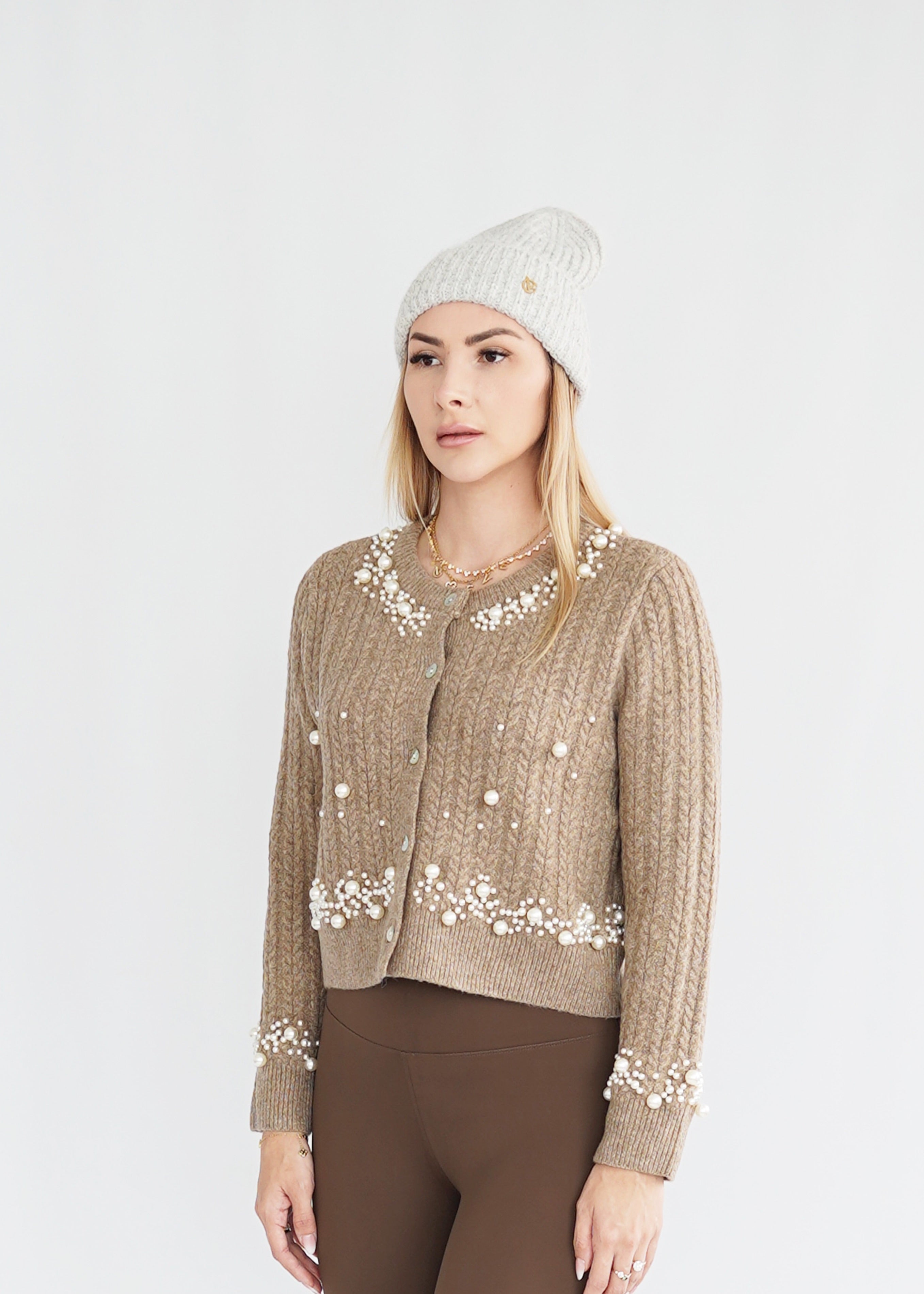Perlen Strick Jacke