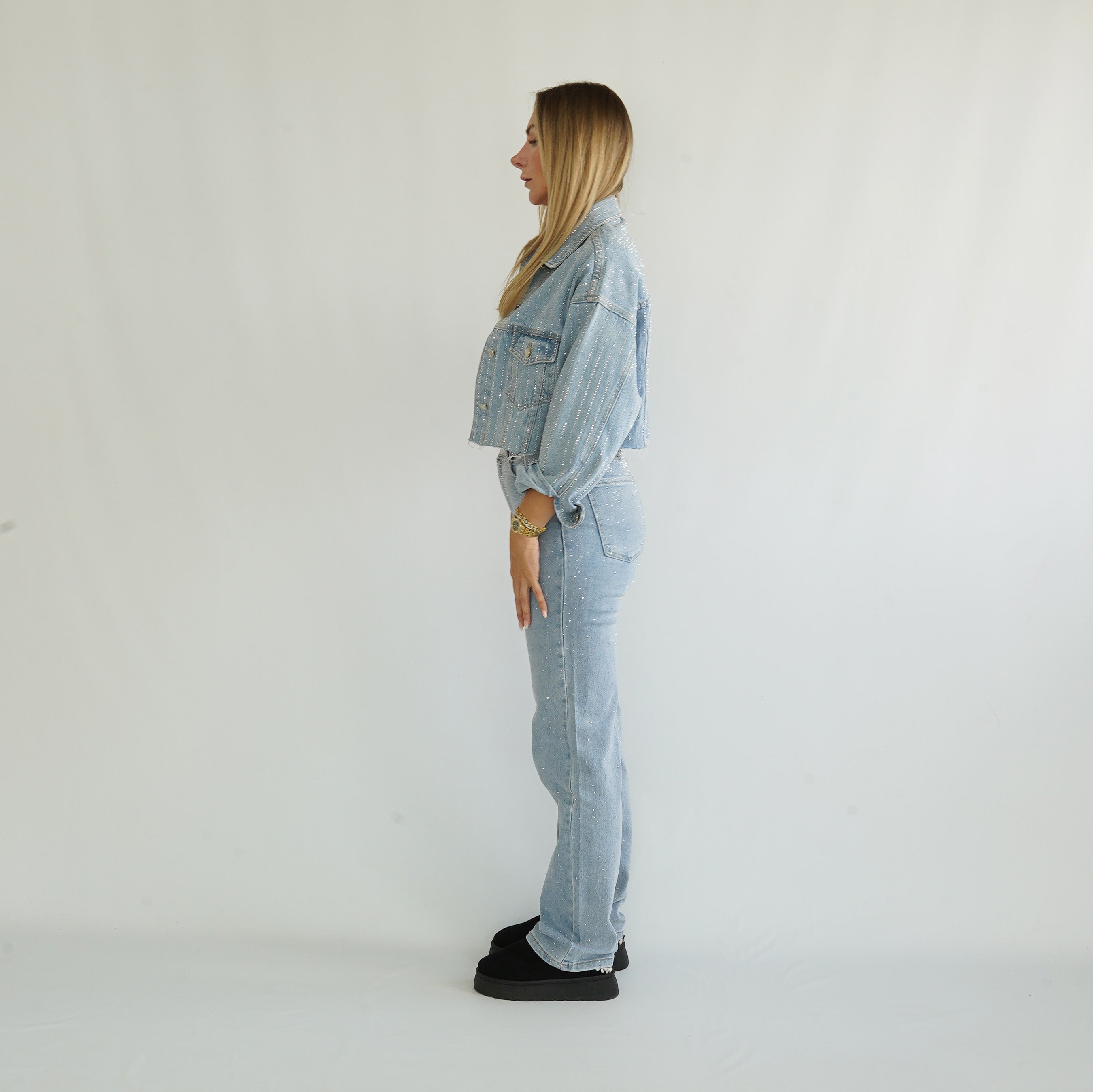 Jeans Hose Glitzer Blau