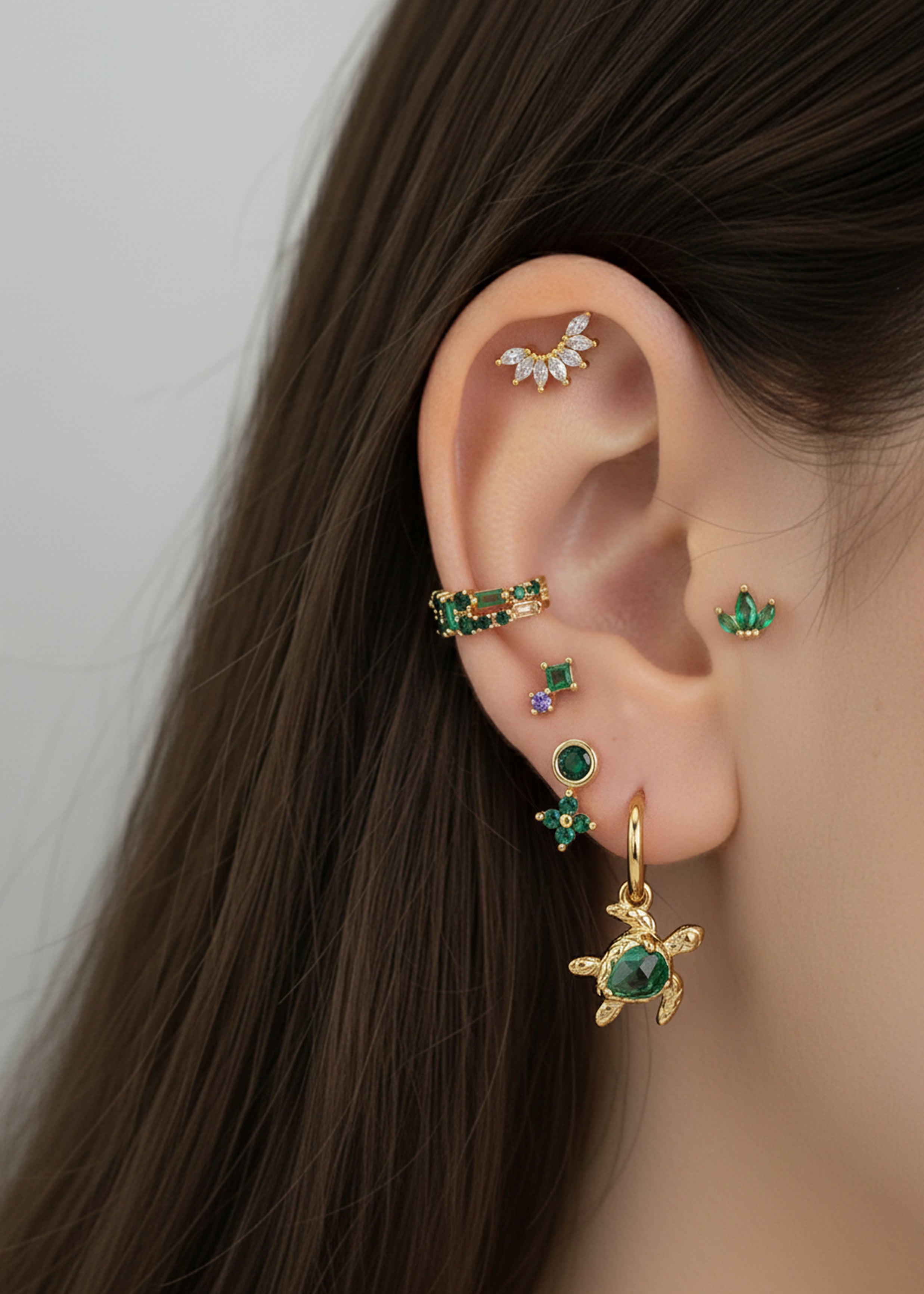 Emerald Charm Earring