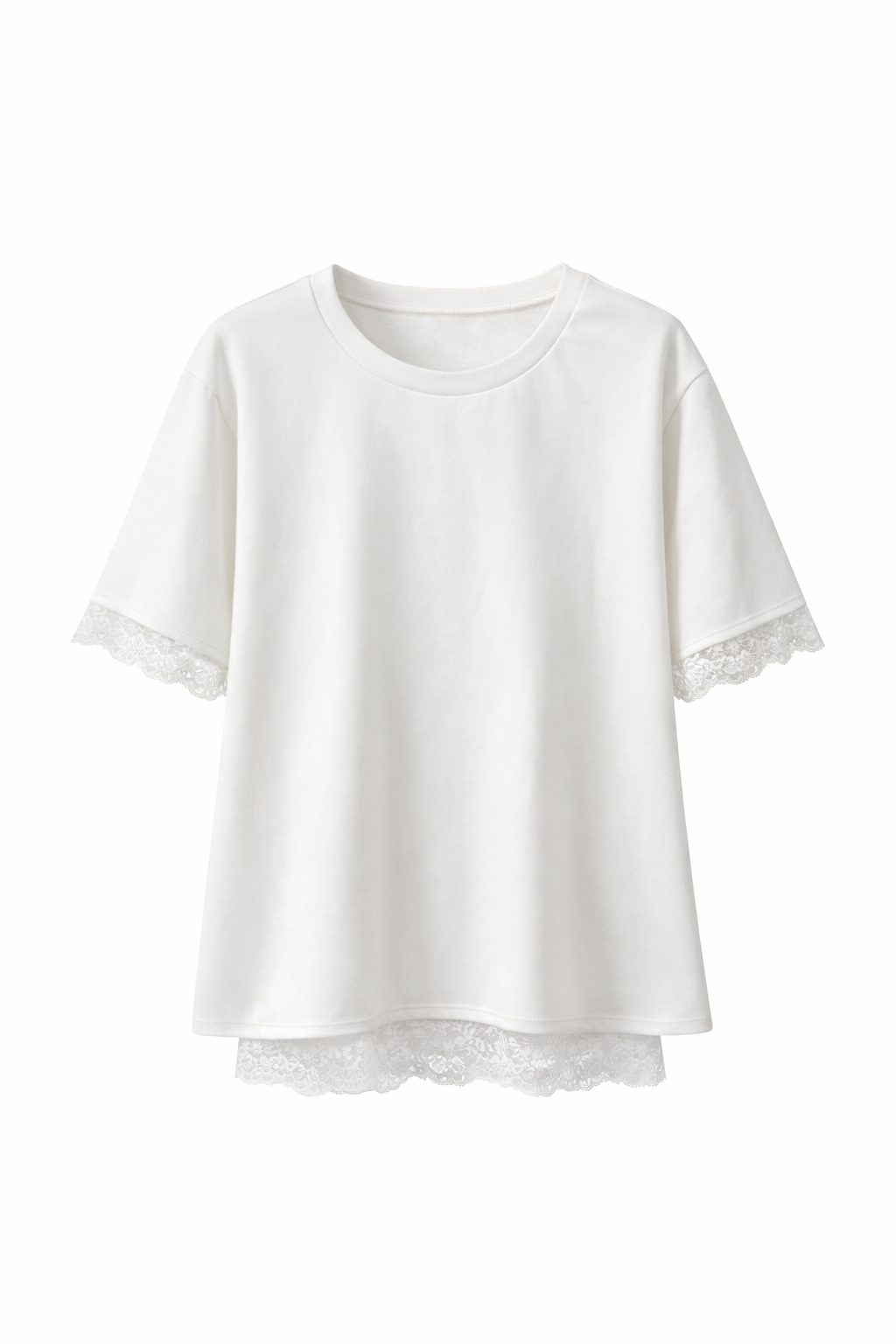 Shirt mit Spitzenbesatz