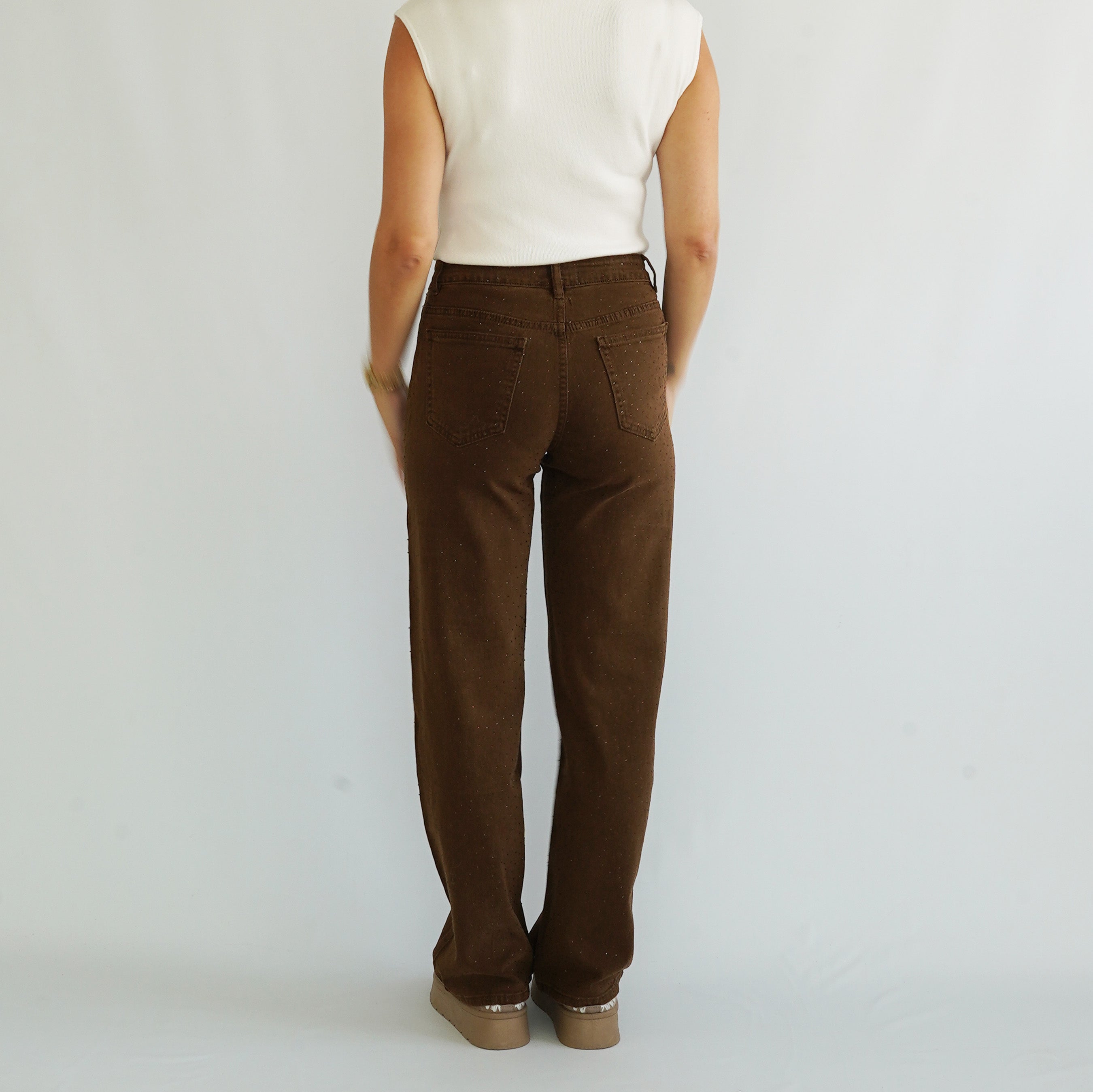 Jeans Hose Glitzer Braun