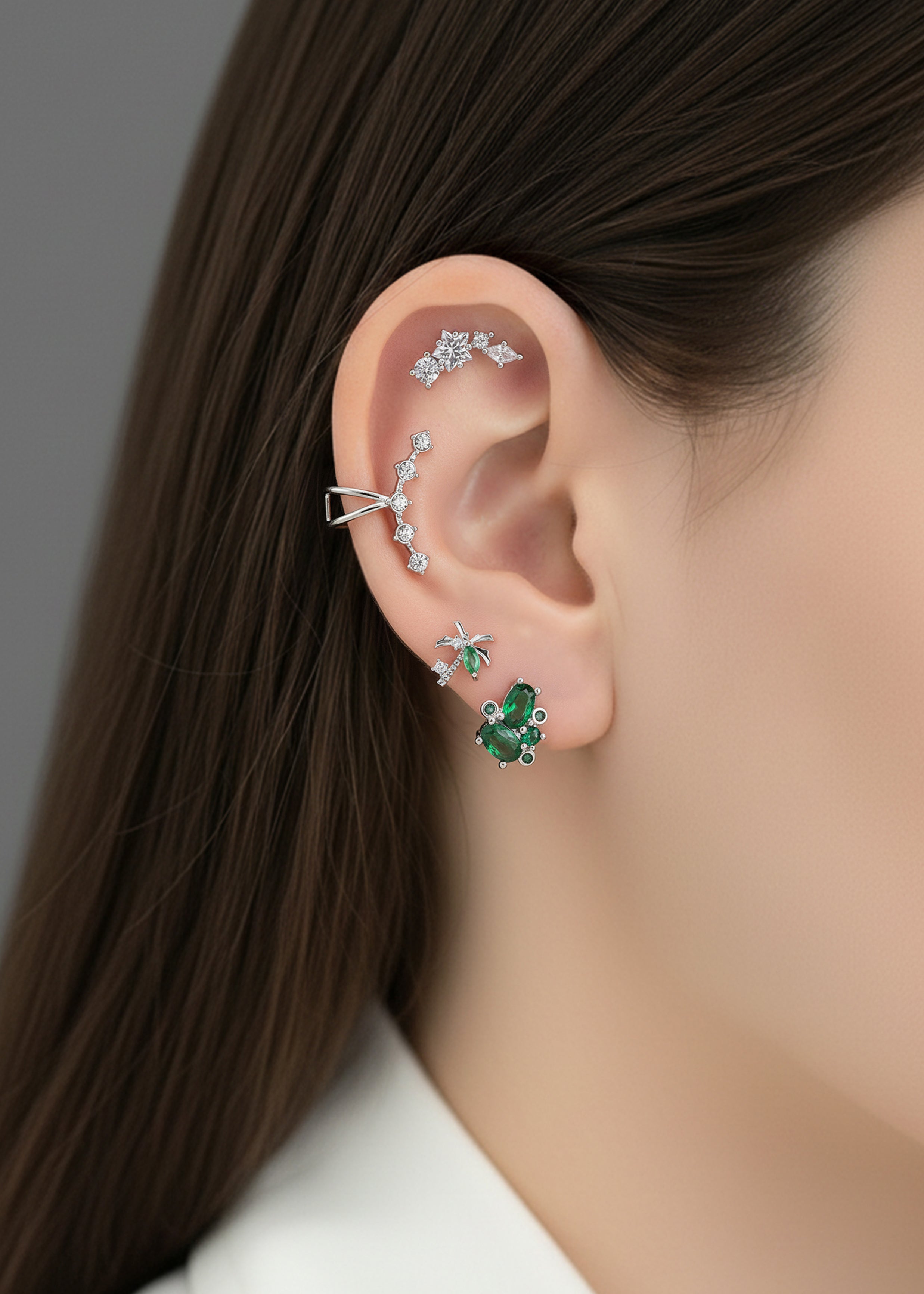 Silver Emerald Earring