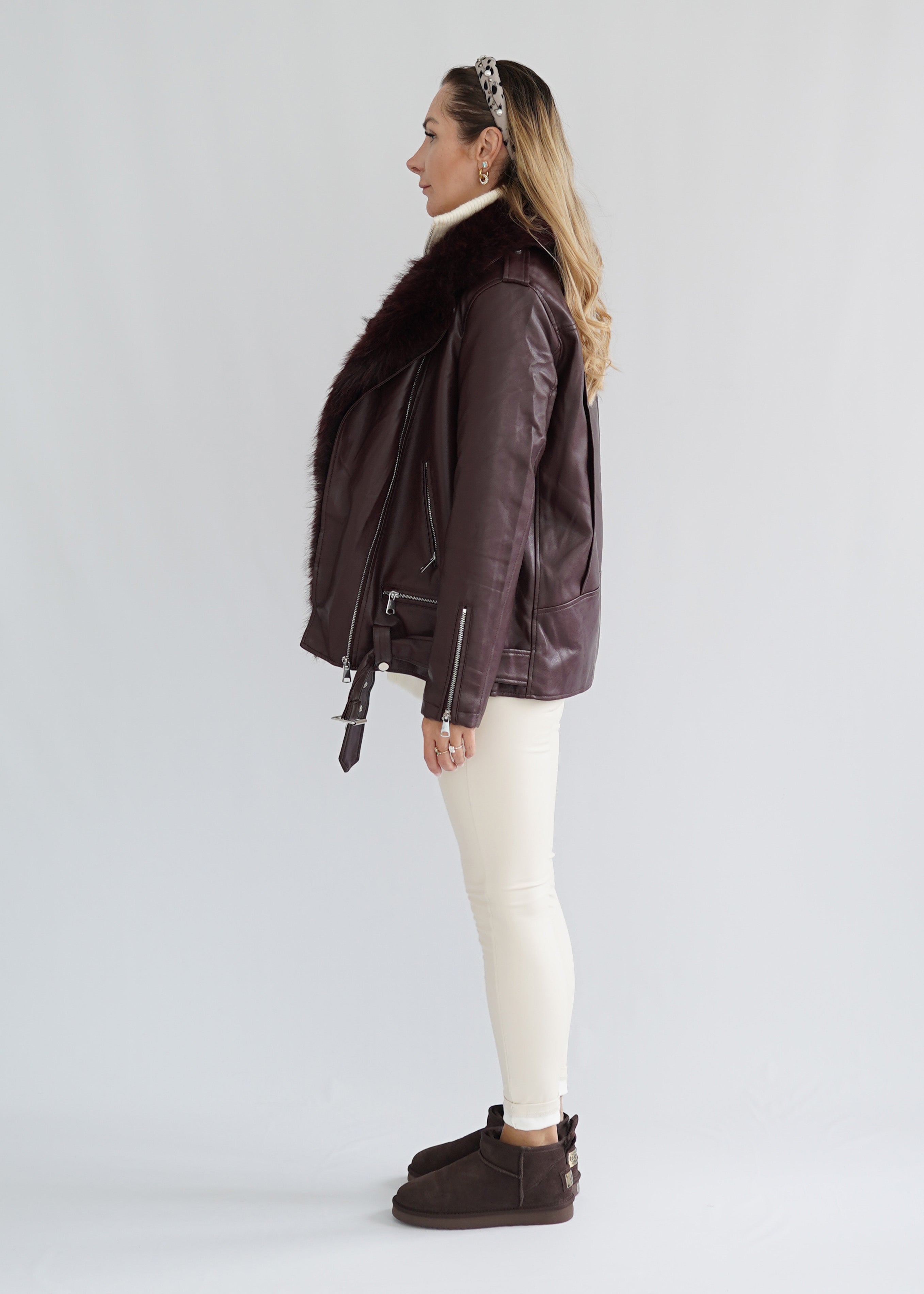 Leder Bordeaux Jacke