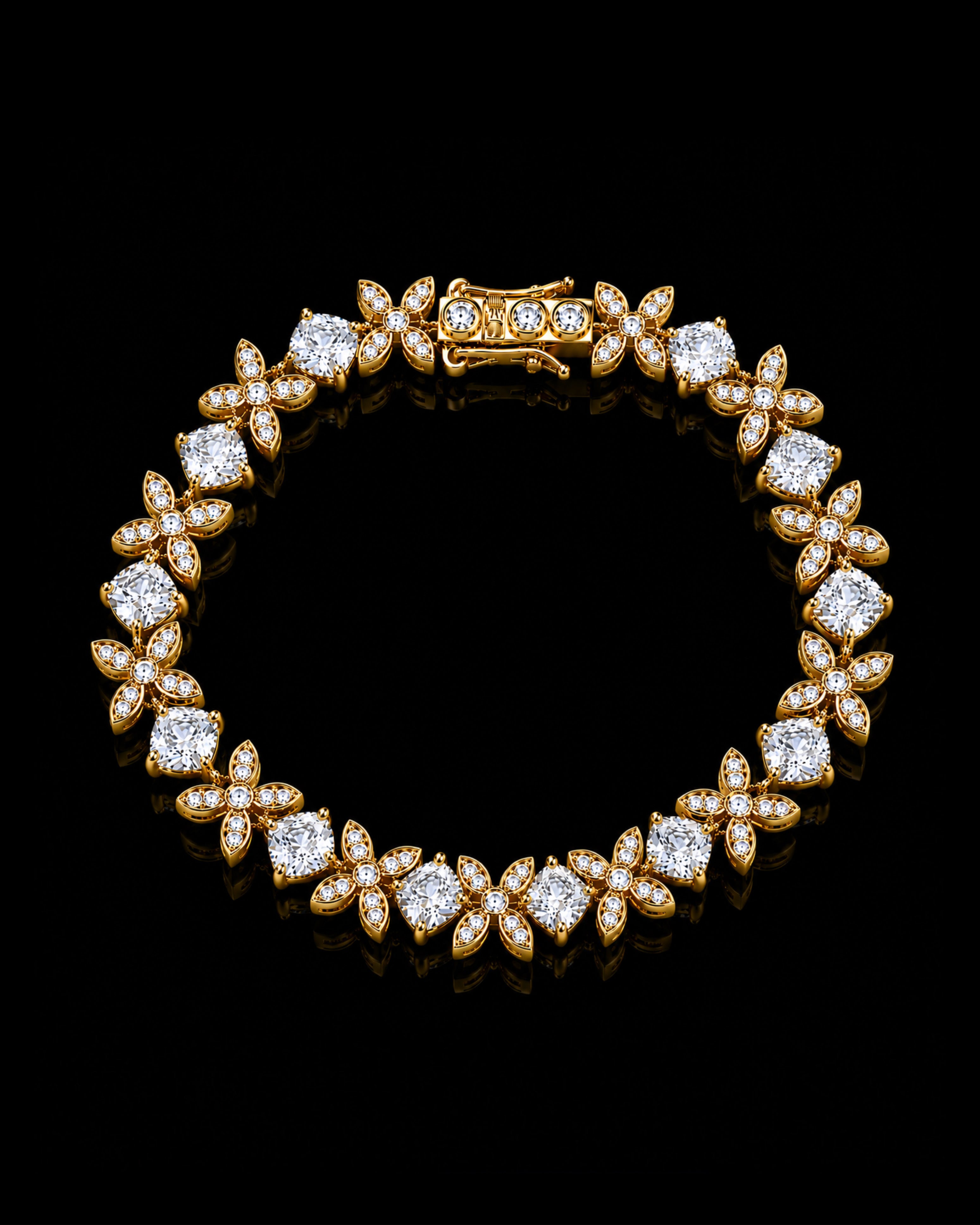 Flower Bracelet White Lab. Diamonds