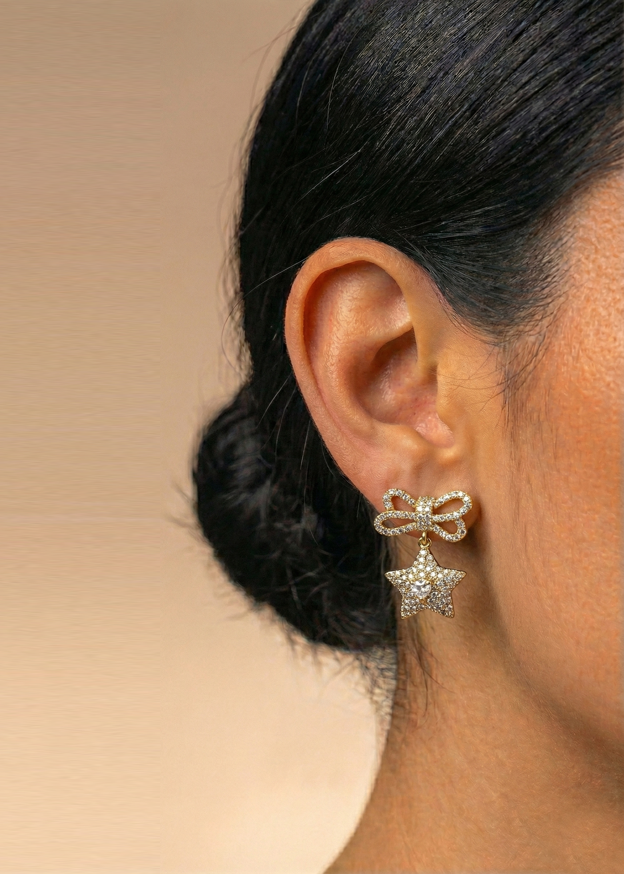 Star Ribbon Earrings gold