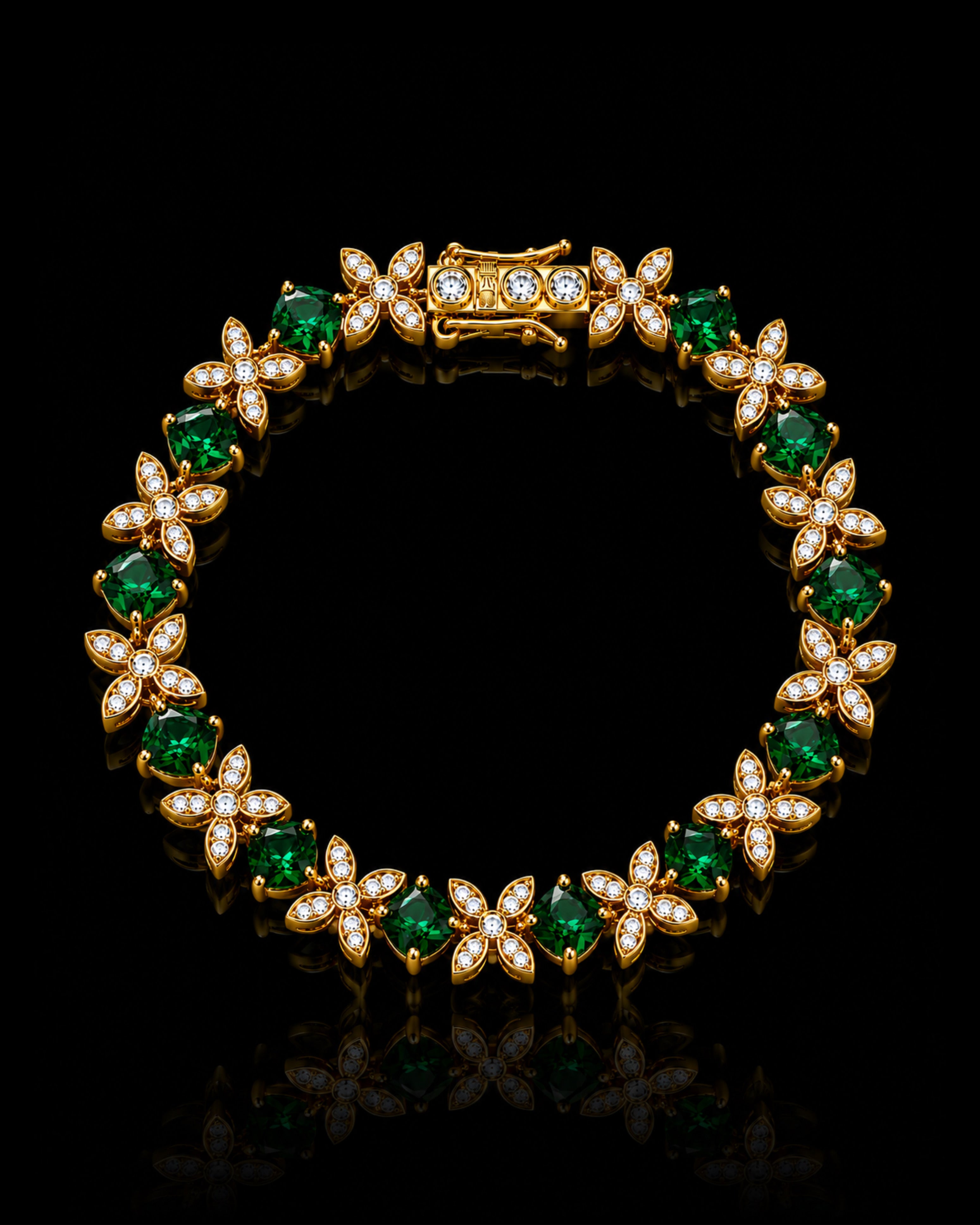 Flower Bracelet Green Lab. Diamonds