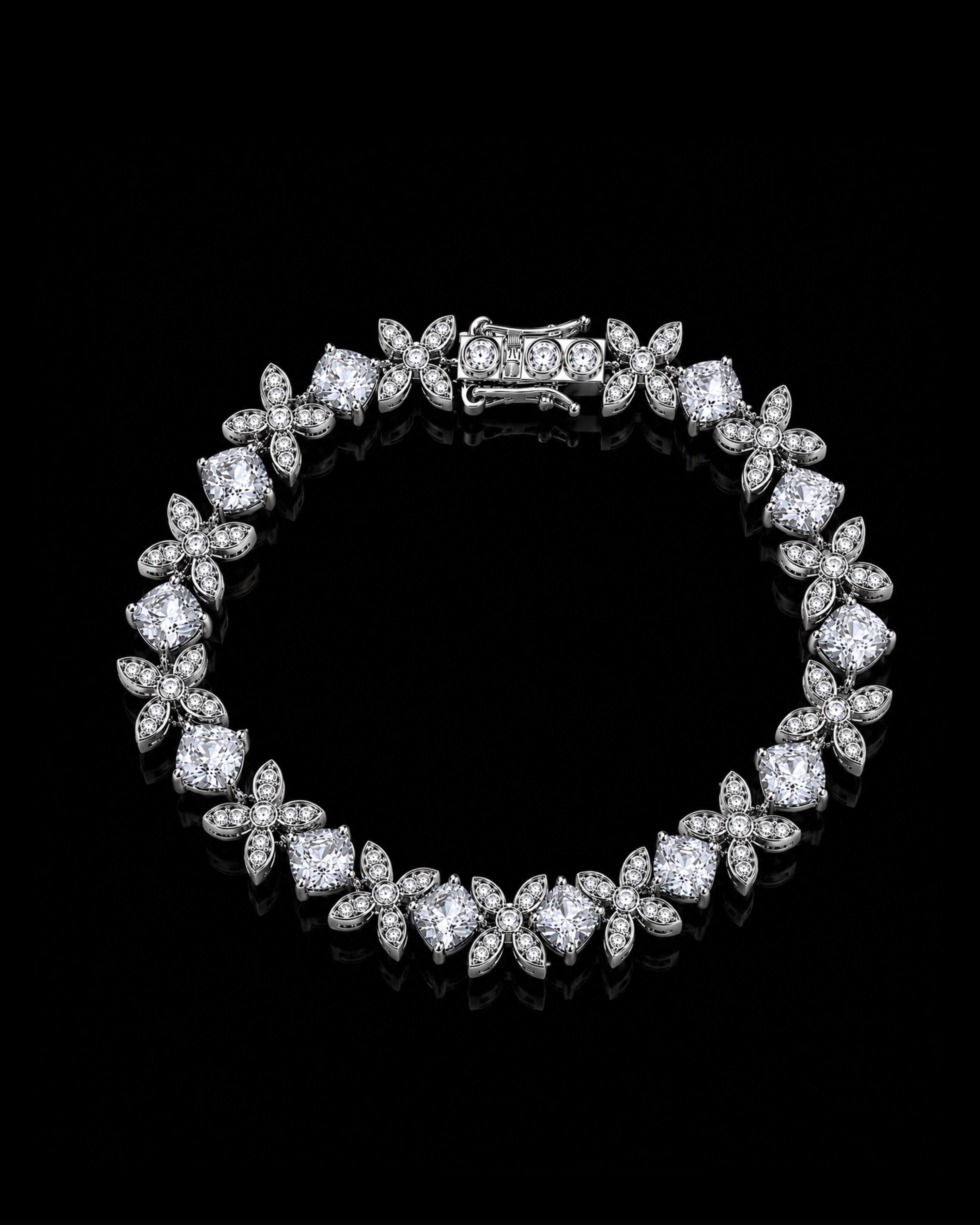 Flower Bracelet White Lab. Diamonds