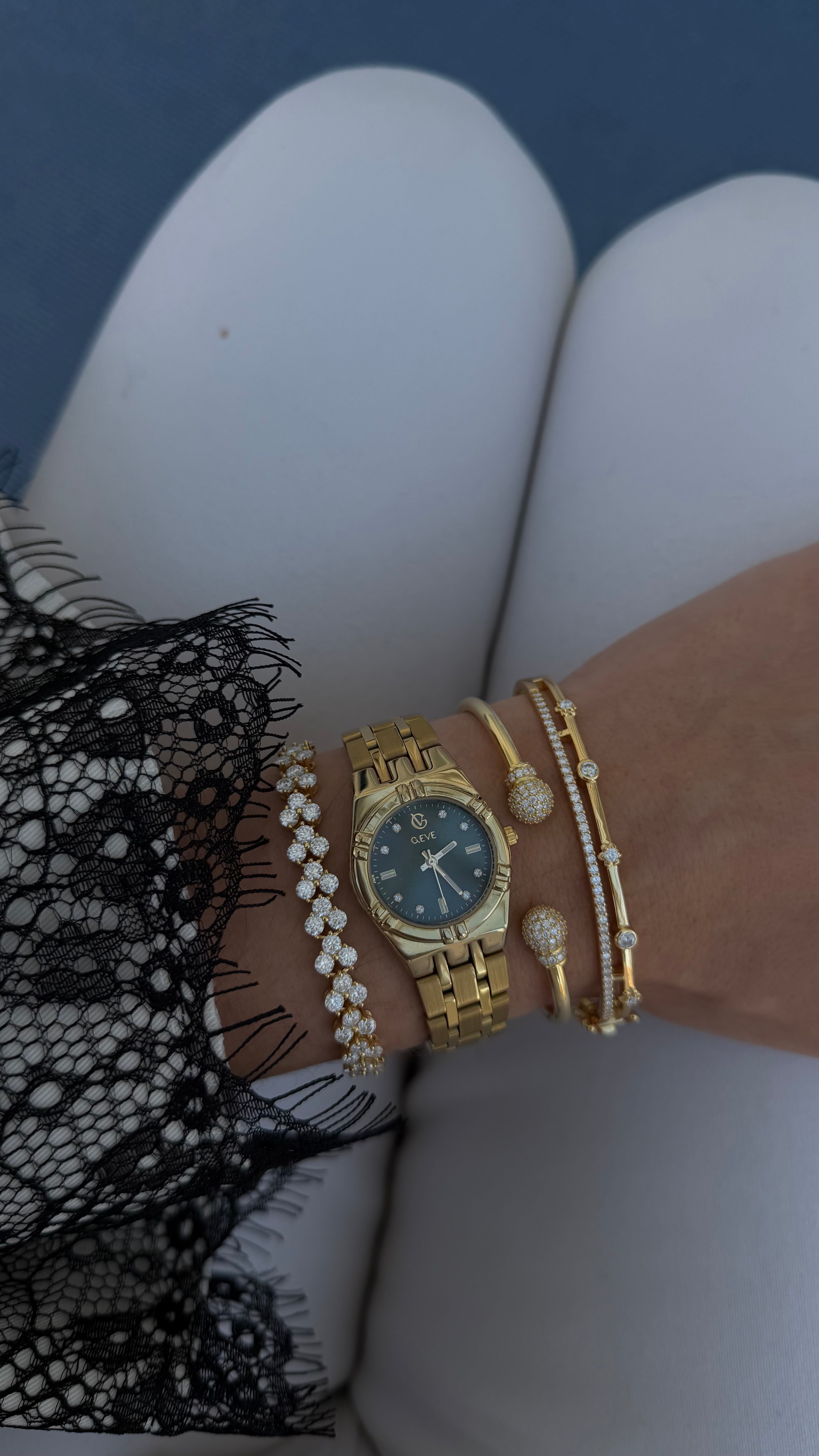 G.EVE Uhr Moissanite 1ct & 18k Vergoldet