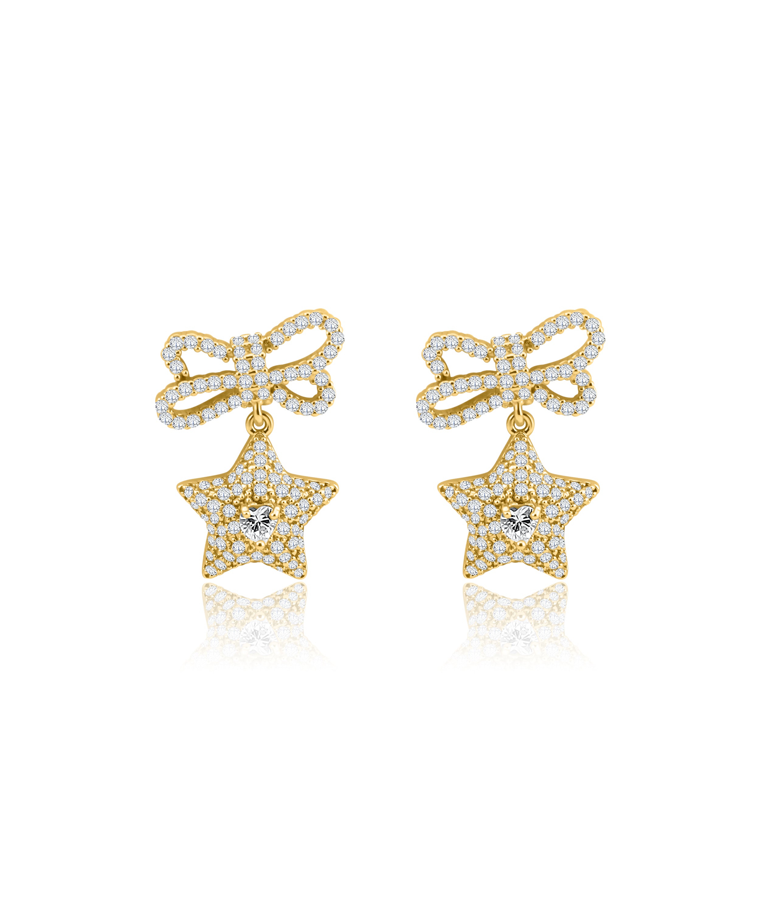 Star Ribbon Earrings gold