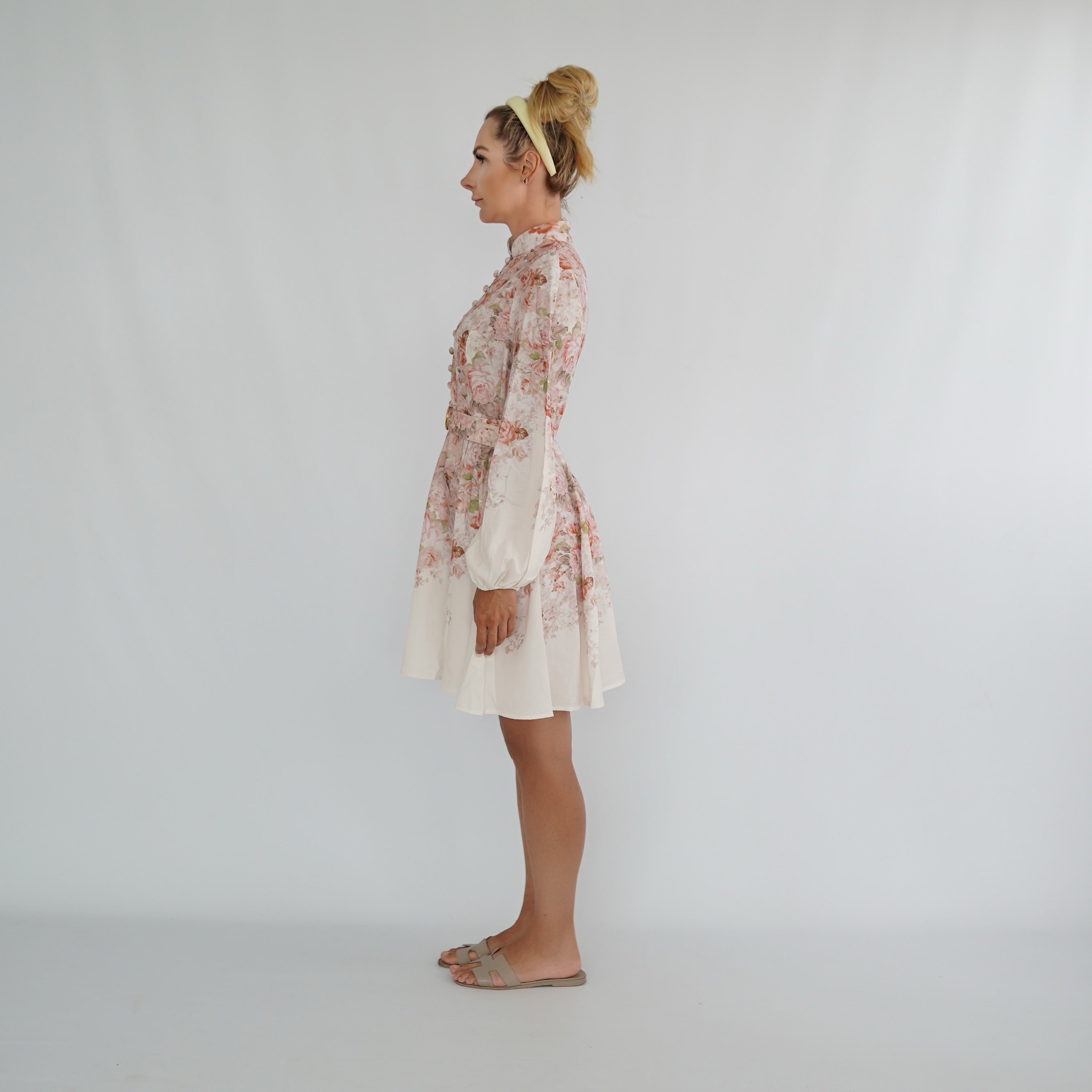 Blumen Kleid mit Gürtel (S-L)