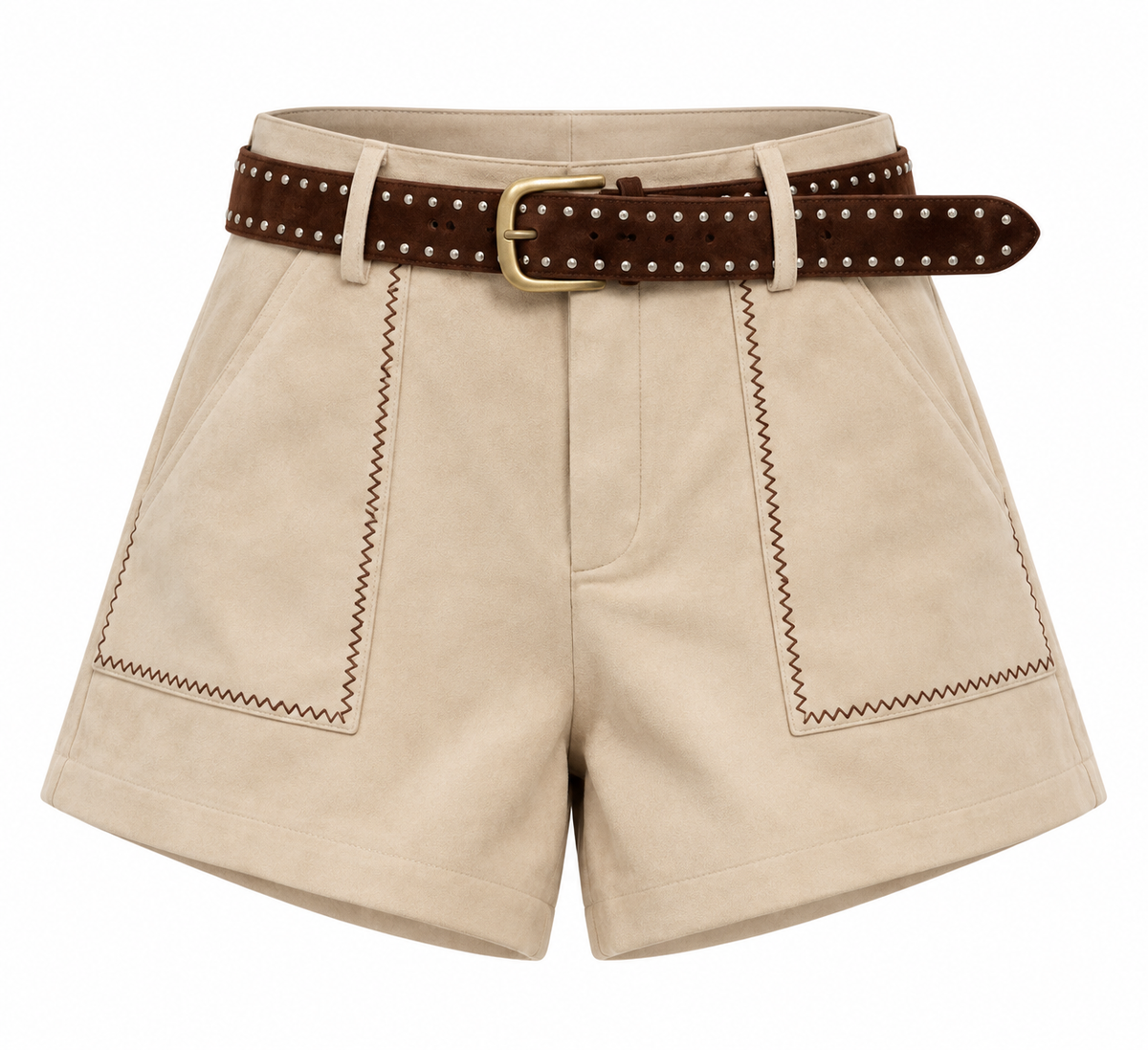 Kurze Samt Hose mit Gürtel