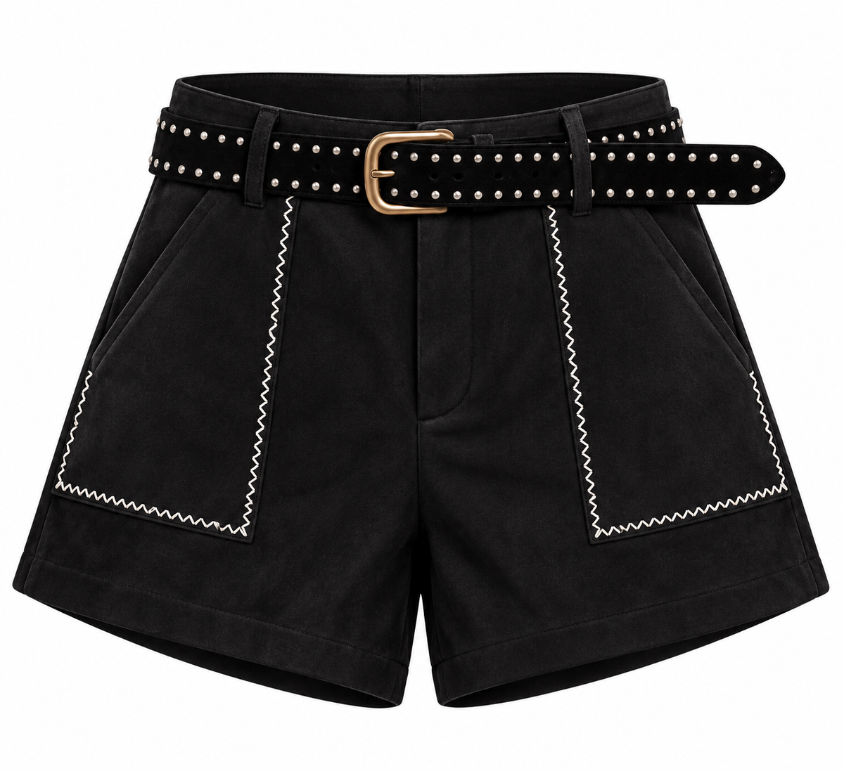 Kurze Samt Hose mit Gürtel