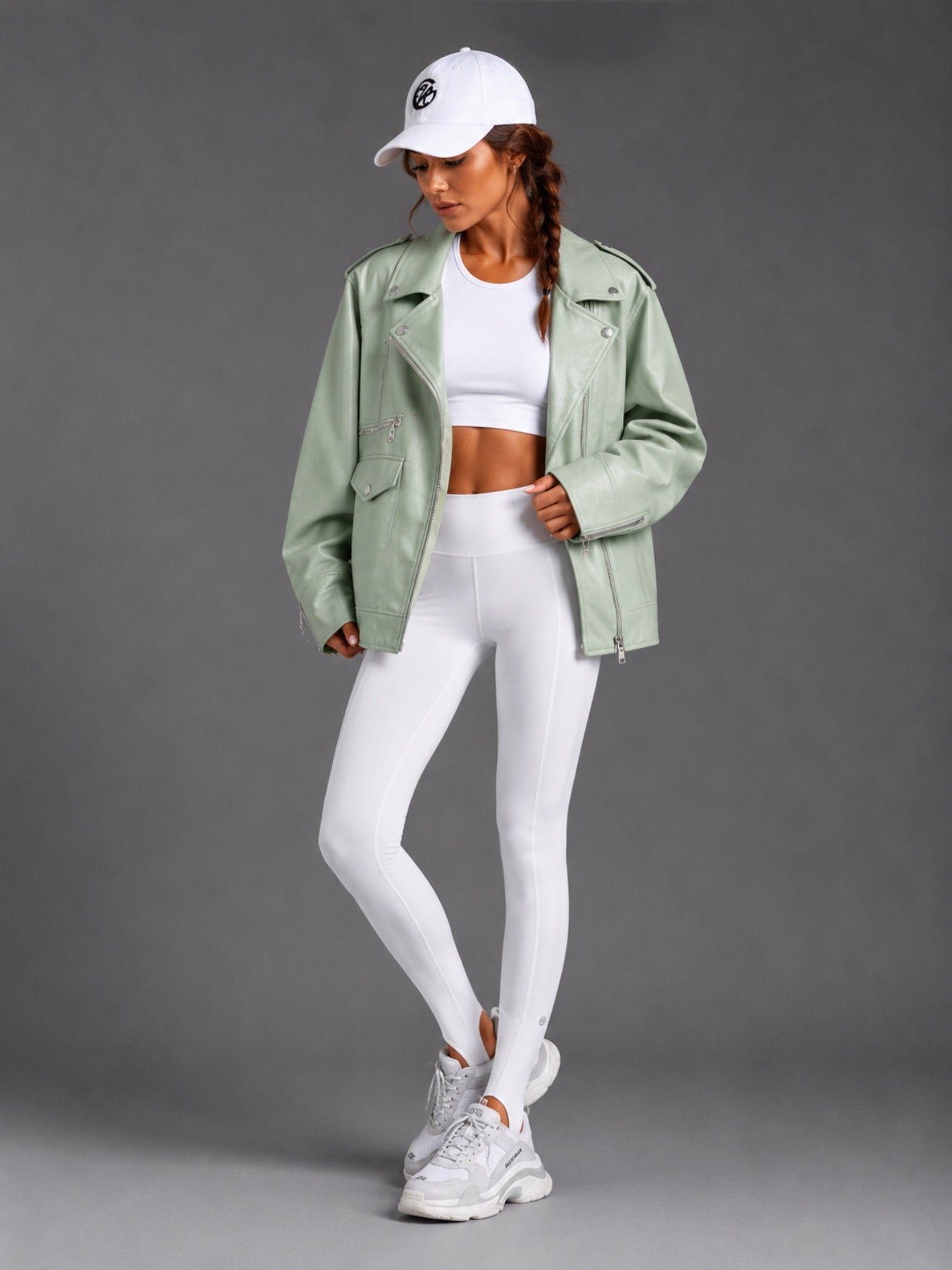 Lederjacke im Bikerstil