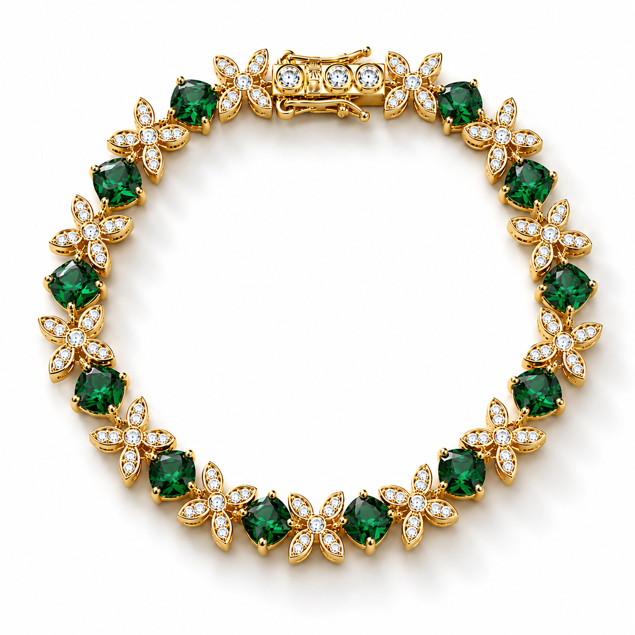 Flower Bracelet Green Lab. Diamonds