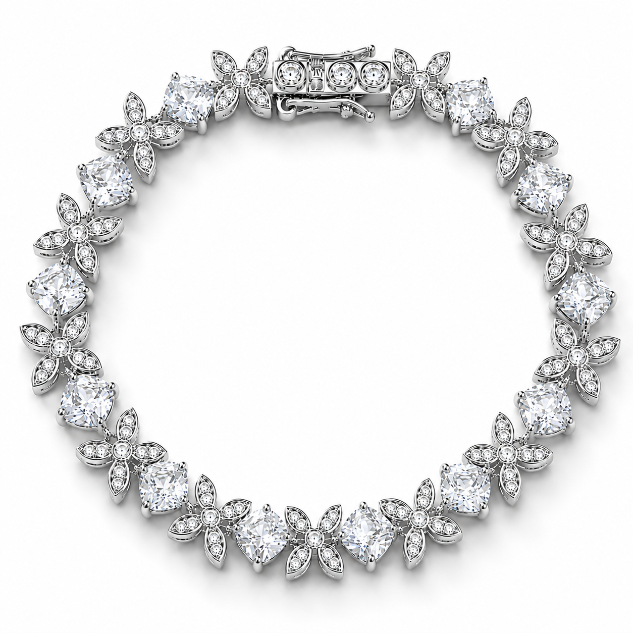 Flower Bracelet White Lab. Diamonds