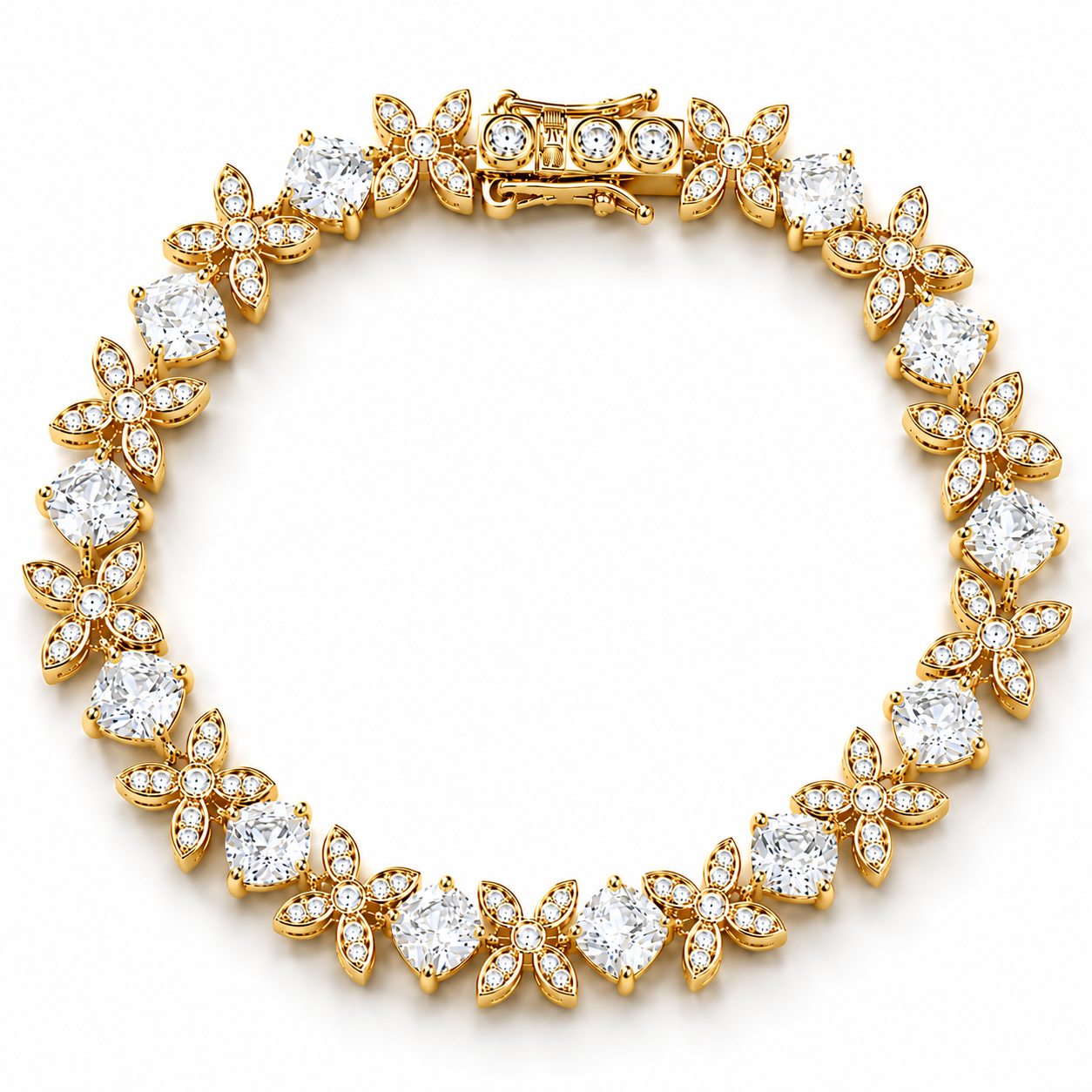 Flower Bracelet White Lab. Diamonds