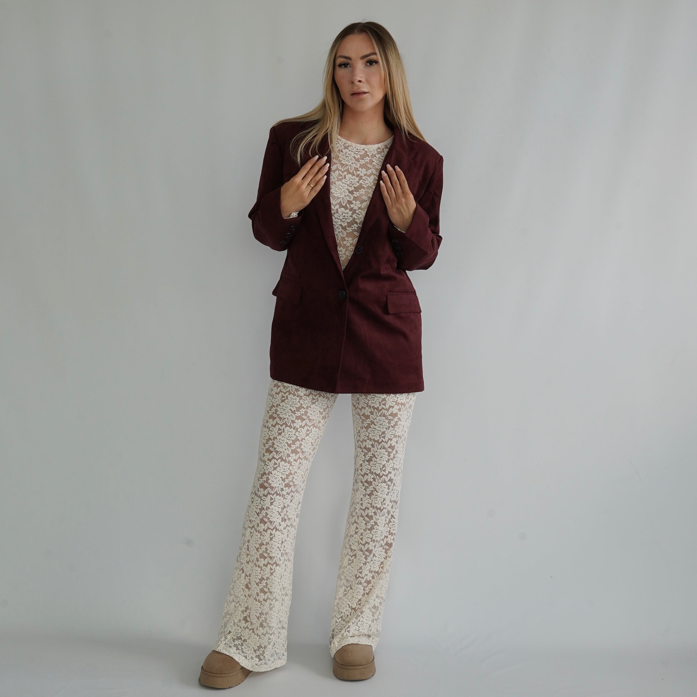 Spitzen Set Beige