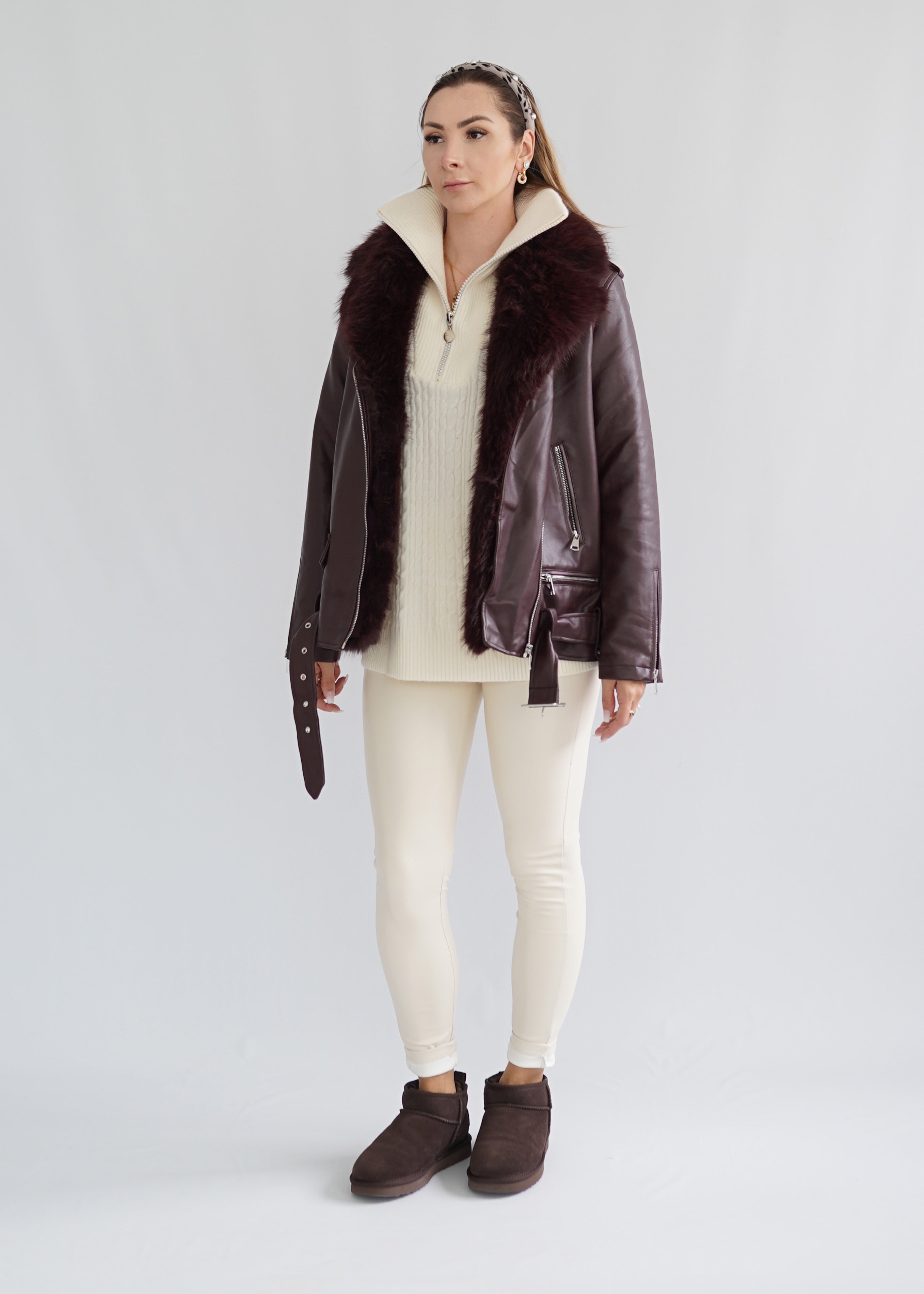 Leder Bordeaux Jacke