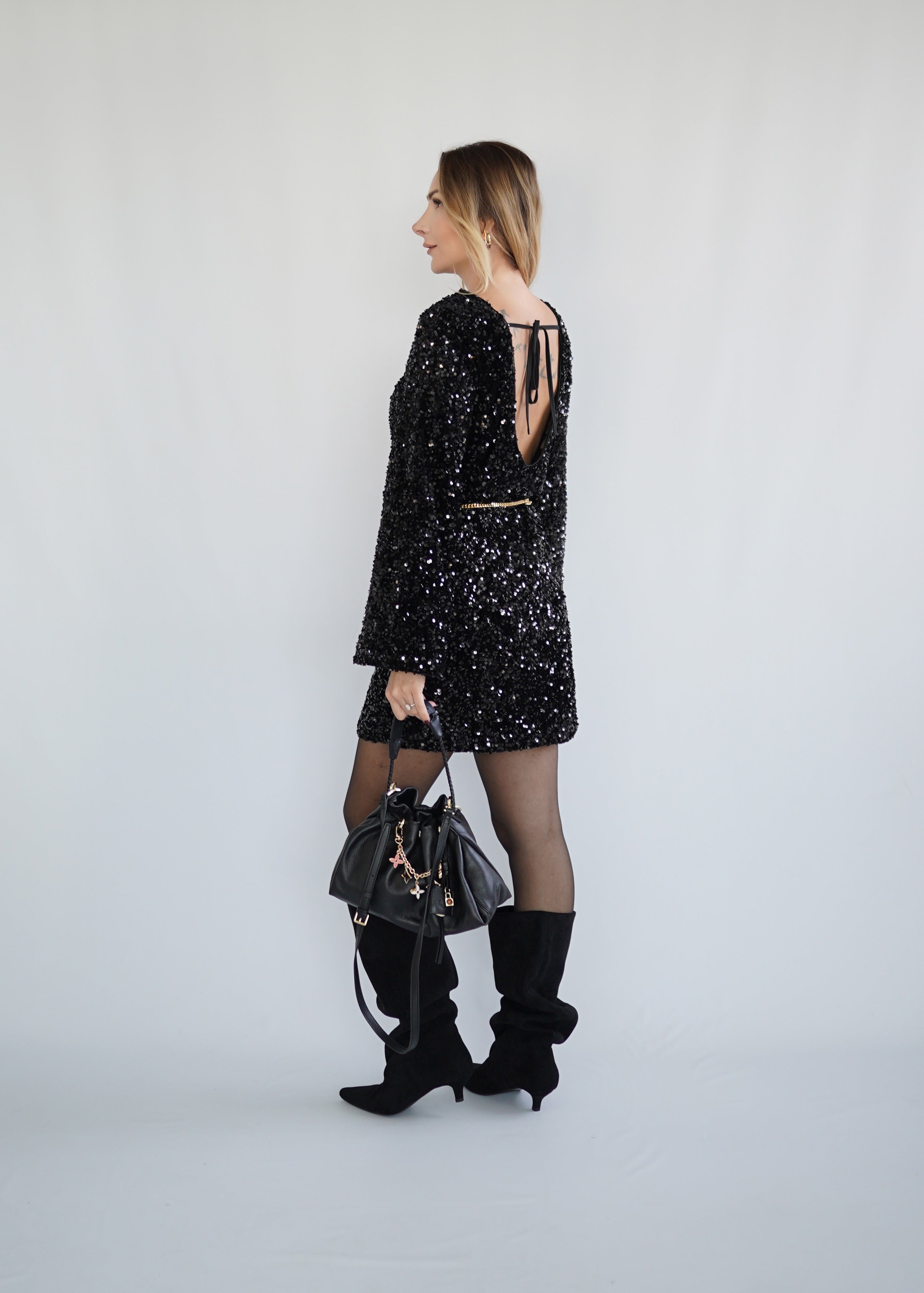 Glitzer Kleid Rückenfrei