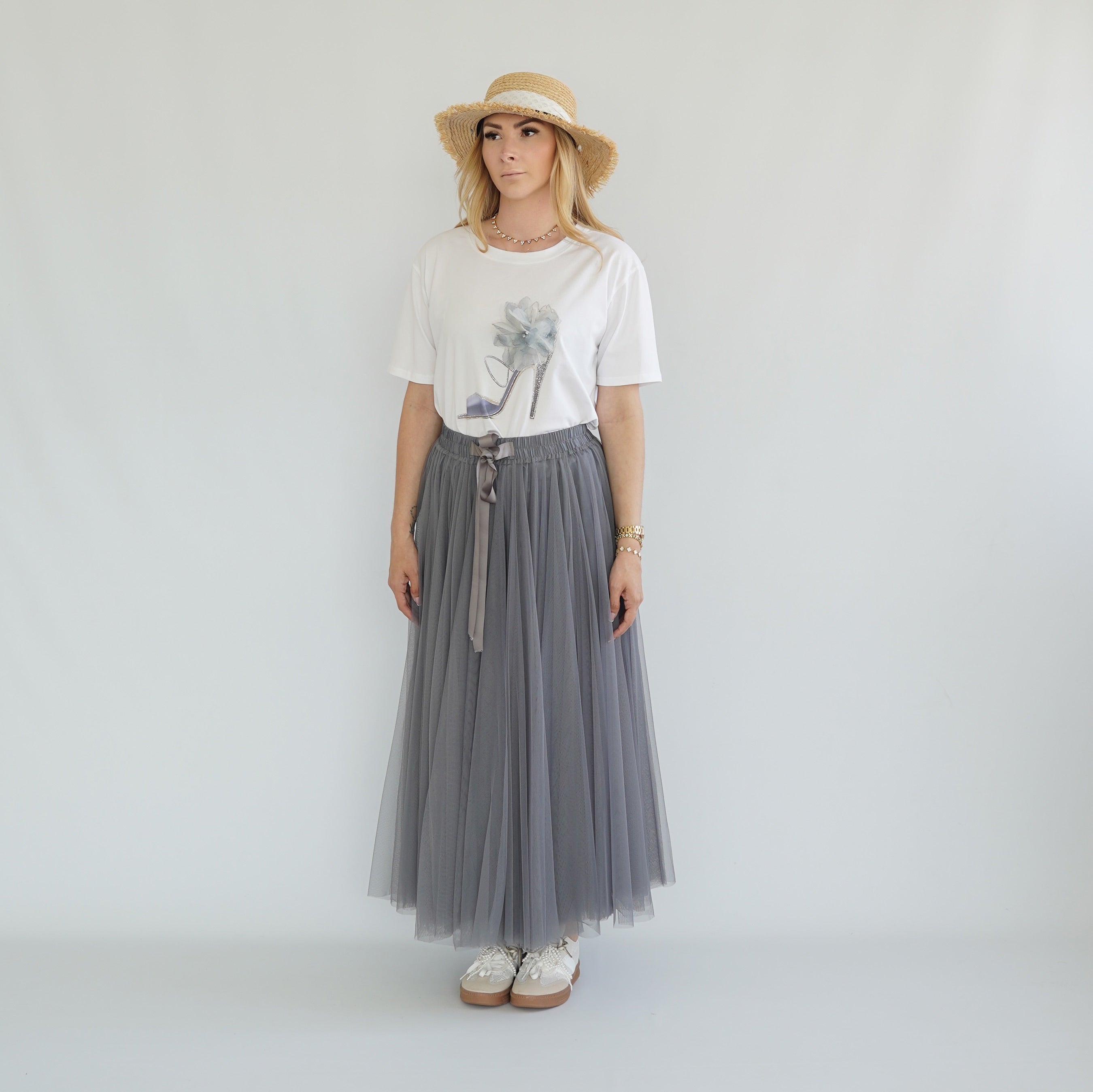 Tüll Rock & Shirt Grau
