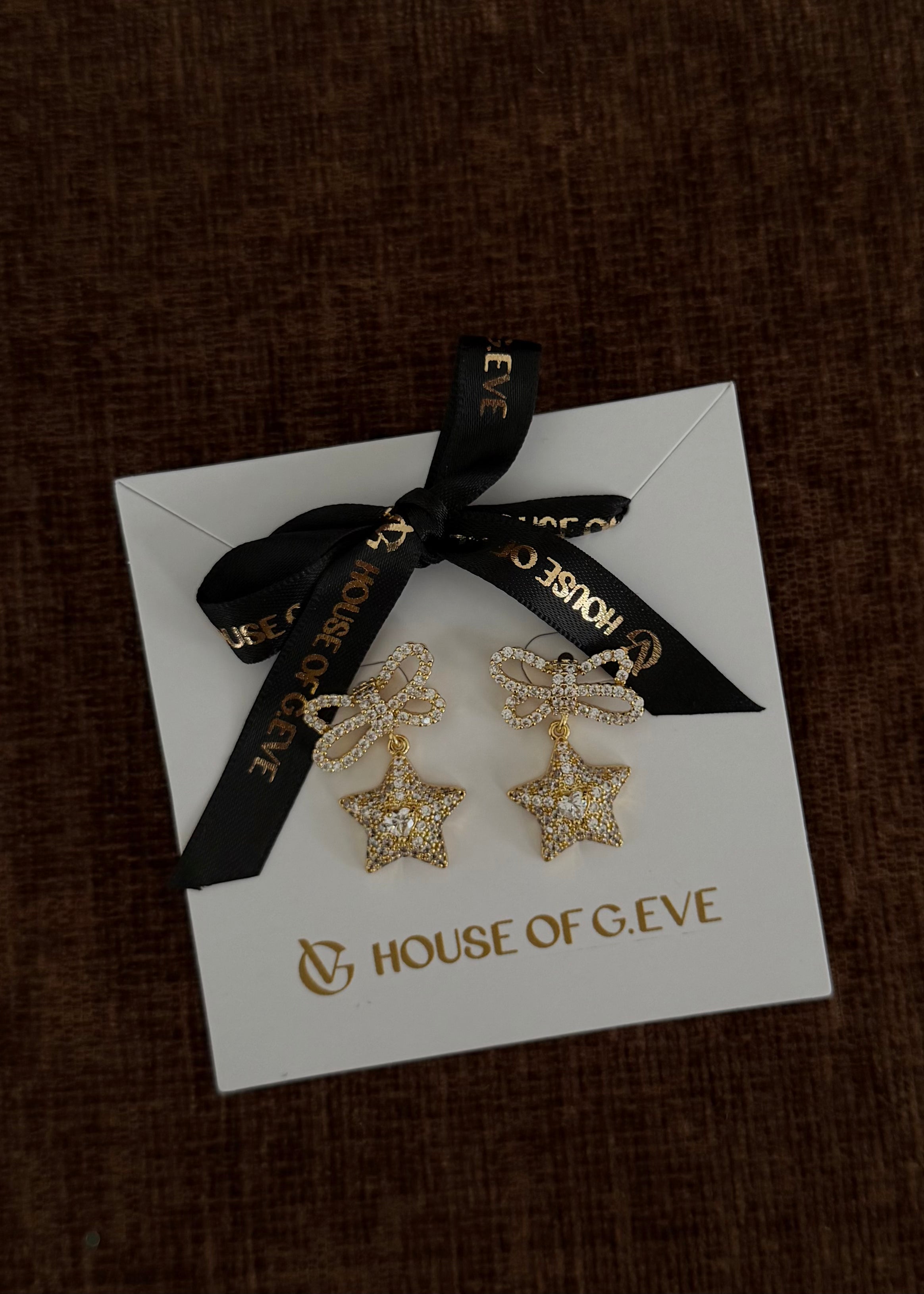 Star Ribbon Earrings gold