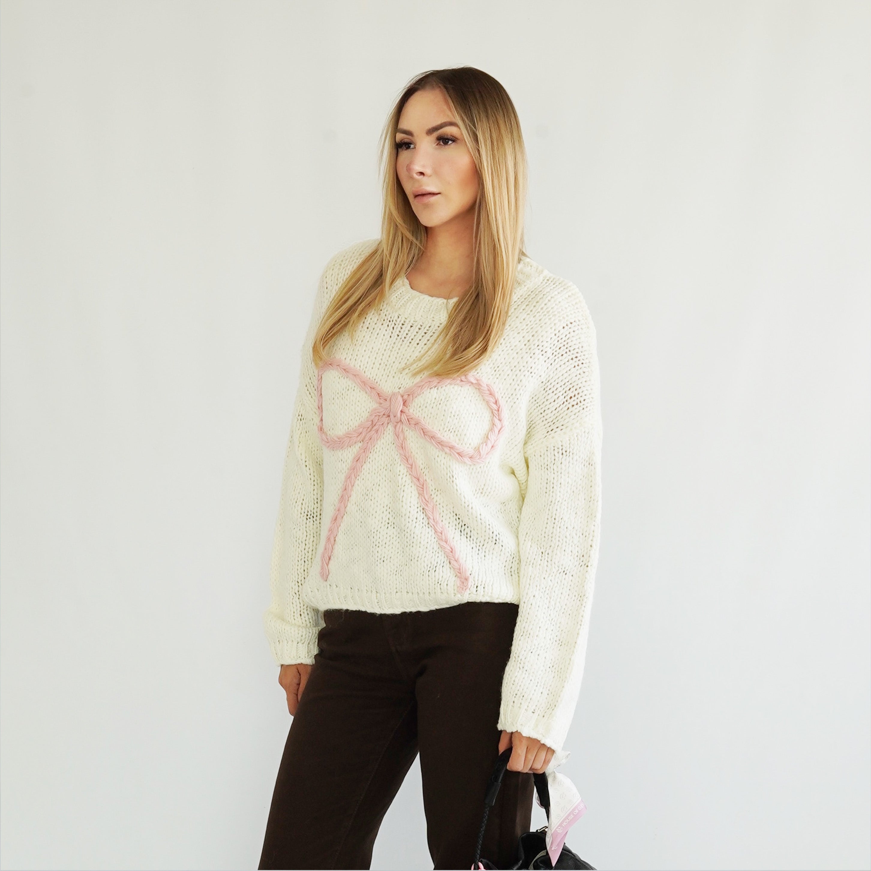 Rosa Schleifen Pullover