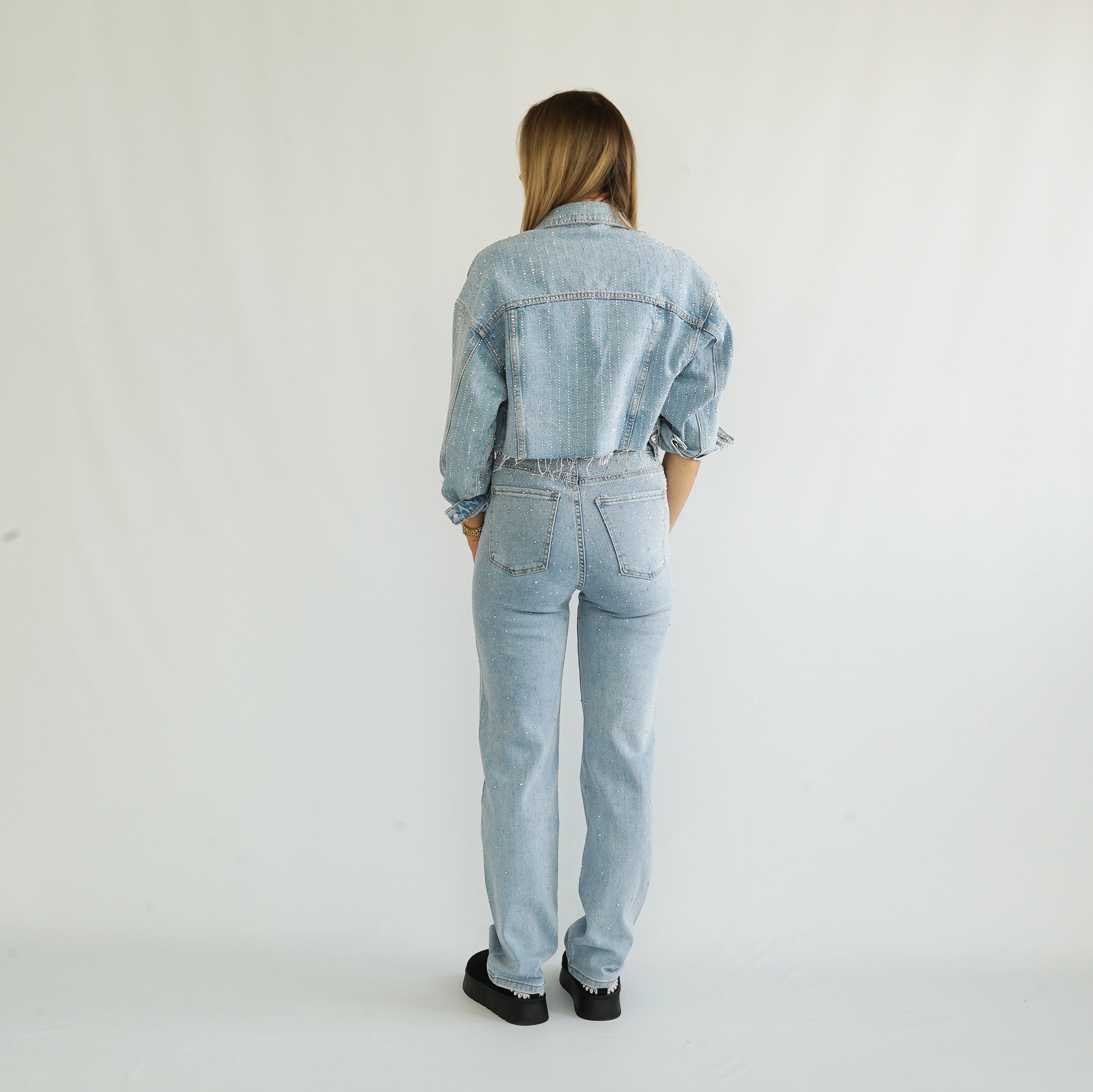 Jeans Hose Glitzer Blau